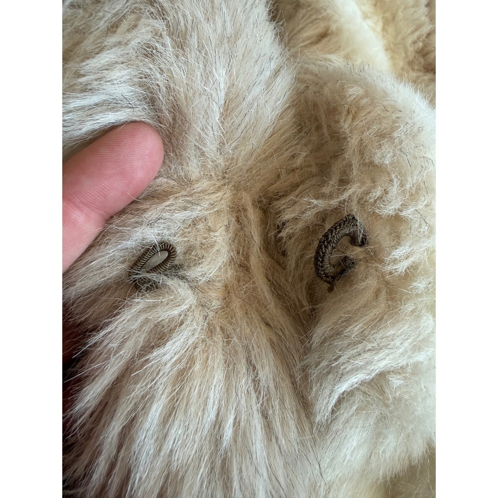 Vintage 1960's Country Pacer Faux Fur Coat Cream Tan Made in USA Oversized Plush - Picture 8 of 10